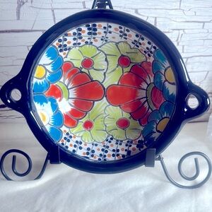 Colorful Floral teleVera Mexican pottery bowl